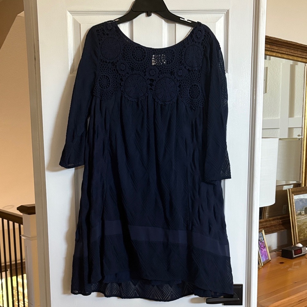 HOLDING HORSES Dark Blue Long Sleeve Dress